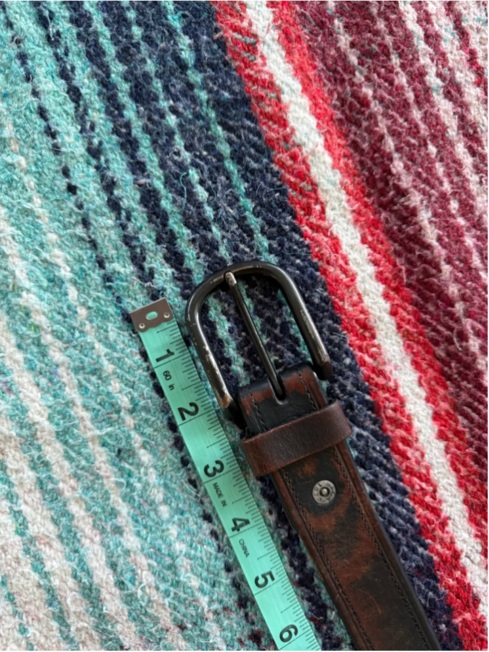 Vintage Black over Brown Leather Belt 42.5”